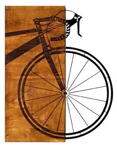 Decoratiune perete BISIKLET, stejar/negru, lemn/metal, 45x58 cm