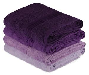 Set 4 prosoape baie RAINBOW, mov, bumbac, 70x140 cm