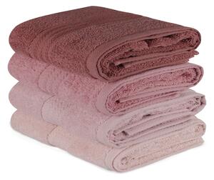 Set 4 prosoape baie RAINBOW, roz, bumbac, 50x90 cm