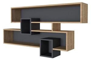 Raft KAREN, gri antracit/stejar, PAL melaminat, 120x22x72 cm