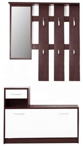 Set hol MECKI, wenge/alb, DTD laminat, format din cuier, oglinda si pa