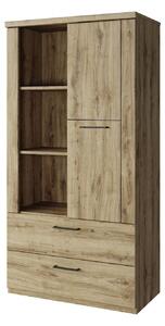 Dulap DOORSET, stejar navarra/negru, PAL laminat/plastic, 80x41x157 cm