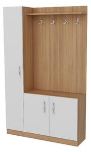 Mobilier hol NATUREL, alb/stejar, PAL melaminat, 110x32x180 cm