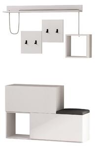 Set hol HOLDON, alb/gri, PAL melaminat, format din cuier, pantofar, po