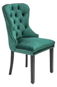 Scaun tapitat MIYA, verde/negru, stofa catifelata, 54x60x100 cm