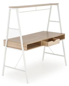 Birou B48, stejar sonoma/alb, furnir melaminat/metal, 139x60x140 cm