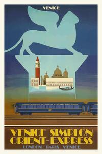 Artă imprimată Vintage Travel Poster (Venice / Orient Express), (26.7 x 40 cm)