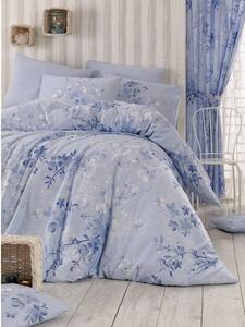 Set lenjerie pat dublu ELENA, bumbac, alb/albastru, 220x240 cm, cu cea