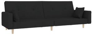 Canapea extensibilă cu 2 locuri, 2 perne, negru, textil