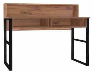 Masa birou KEMO, nuc/negru, PAL melaminat, 120x55x96 cm