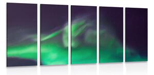 Tablou 5-piese aurora polară verde pe cer