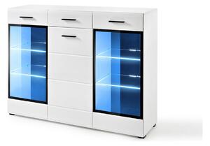 Comoda LAUREN HB, alba, PAL, cu iluminare LED, 150x41x112 cm