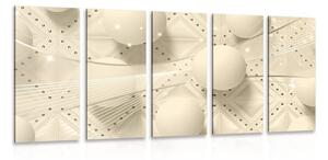 Tablou 5-piese lux alb în design sepia