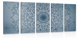 Tablou 5-piese floare albastru închis de Mandala