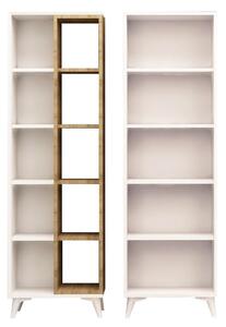 Biblioteca POTENZA, stejar/alb, PAL melaminat, 100x25x162 cm