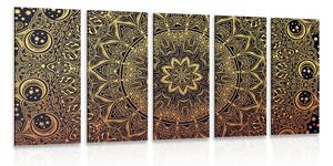 Tablou 5-piese Mandala orientală de aur
