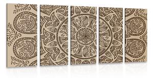 Tablou 5-piese Mandala cu model natural abstract