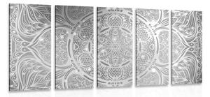 Tablou 5-piese Mandala indiene cu un fundal galactic în design alb-negru