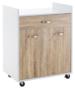 HOMCOM Cărucior Bucătărie Compact cu Dulap și Sertar, Mobilier Multifuncțional, 60x40x77cm, Design Modern | Aosom Romania