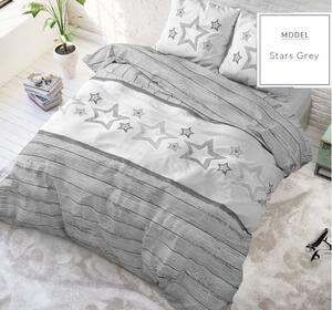 Lenjerie de pat gri modernă cu model stele 160 x 200 cm