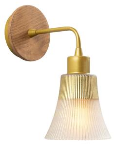 Lampa perete FOCA-N-131, auriu/stejar, sticla/fier, 13x24x28 cm