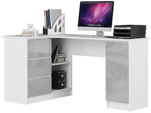 Masă PC de colț Bienvenida (alb + lucios metal) (S). Promo -22%. 1117057