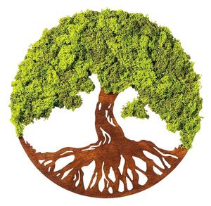 Decoratiune perete TREE OF LIFE 3, verde/maro, 44x1x44 cm