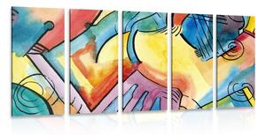 Tablou 5-piese artă abstractă viu colorată