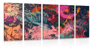 Tablou 5-piese flori în design abstract