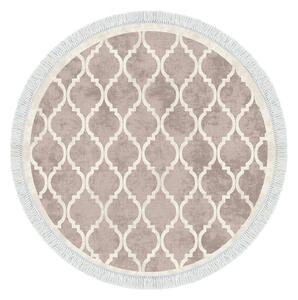 Covor, 100x100 cm, forma rotunda, poliester, crem/maro, ALN400601KR17