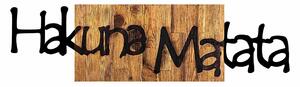 Decoratiune perete HAKUNA MATATA 4, negru/nuc, metal/lemn, 108x3x30 cm