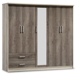 Dulap Olympus Cu 5 Uși Și Sertare + Oglindă Culoare Castillo-Toro 198x57x183 cm