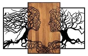 Decoratiune perete TREE LOVE 312, negru/nuc, metal/lemn, 125x3x79 cm