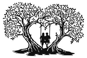 Decoratiune perete LOVE, negru, metal, 65x43 cm