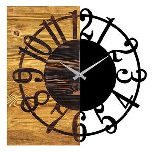 Ceas de perete Wooden Clock 1, nuc/negru, lemn/metal, 58x58x3 cm