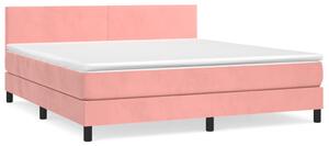 Pat box spring cu saltea, roz, 180x200 cm, catifea