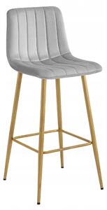 Scaun Bar Zargo Catifea Gri Deschis , Picioare Metalice Finisaj Lemn