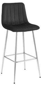 Scaun Bar Zargo Catifea Neagra, Picioare Crom