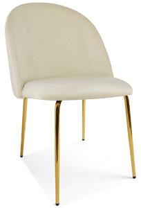 Scaun Bucatarie/Dining Ylmma Catifea Bej, Picioare Metalice, Finisaj Auriu