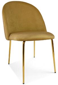Scaun Bucatarie/Dining Ylmma Catifea Galben Inchis, Picioare Metalice, Finisaj Auriu