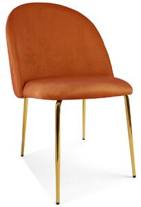 Scaun Bucatarie/Dining Ylmma Catifea Portocalie, Picioare Metalice, Finisaj Auriu