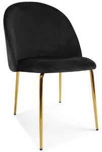 Scaun Bucatarie/Dining Ylmma Catifea Neagru, Picioare Metalice, Finisaj Auriu