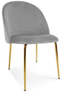 Scaun Bucatarie/Dining Ylmma Catifea Gri Deschis, Picioare Metalice, Finisaj Auriu