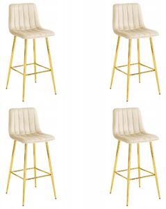 Set 4 Scaune Bar Zargo Catifea Bej, Picioare Aurii