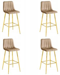 Set 4 Scaune Bar Zargo Catifea Maro, Picioare Aurii