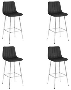 Set 4 Scaune Bar Zargo Catifea Neagra, Picioare Crom
