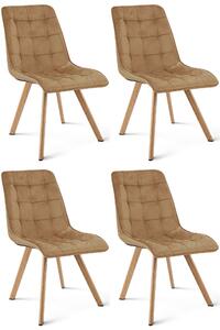 Set 4 Scaune Bucatarie/Dining Spirit Plus Catifea Maro,Picioare Metalice, Finisaj Lemn