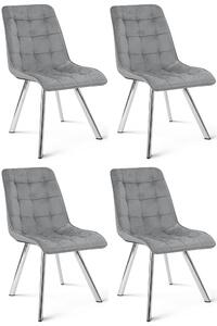 Set 4 Scaune Bucatarie/Dining Spirit Plus Catifea Gri Deschis, Picioare Crom
