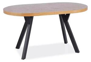 Masa extensibila DOMINGO II, stejar natural/negru, PAL laminat/metal
