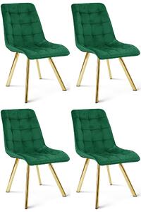 Set 4 Scaune Bucatarie/Dining Spirit Plus Catifea Verde, Picioare Metalice, Finisaj Auriu